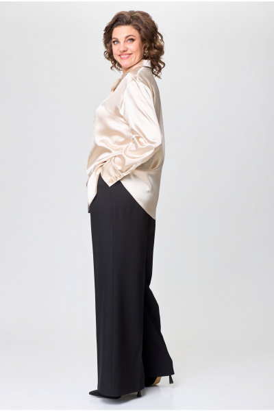 Демисезонная атласная блузка с нагрудными вытачками и воротником VIPPRIMO 116 песочный - фото 9