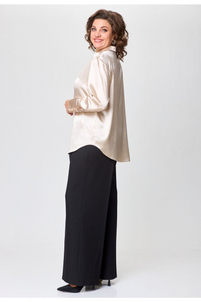 Демисезонная атласная блузка с нагрудными вытачками и воротником VIPPRIMO 116 песочный - фото 3