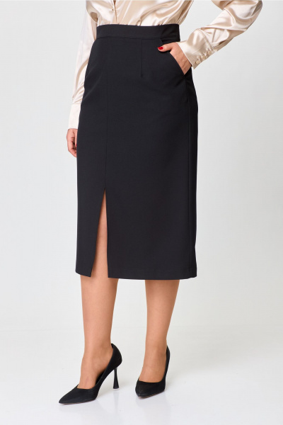 Классическая черная юбка-карандаш с карманами и разрезом VIPPRIMO 117 - фото 5