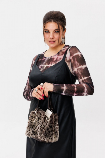 Сарафан из эко-кожи с заниженной линией талии и карманами Anelli 1497 готика - фото 12