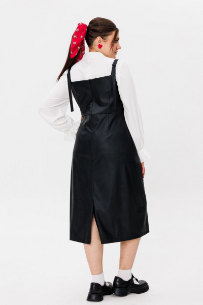 Сарафан из эко-кожи с заниженной линией талии и карманами Anelli 1497 готика - фото 11