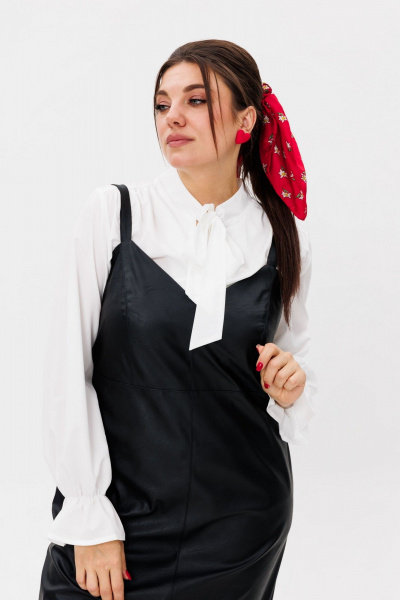 Сарафан из эко-кожи с заниженной линией талии и карманами Anelli 1497 готика - фото 10