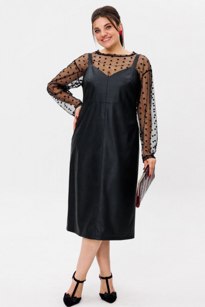 Сарафан из эко-кожи с заниженной линией талии и карманами Anelli 1497 готика - фото 9