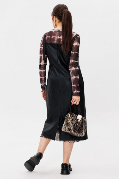 Сарафан из эко-кожи с заниженной линией талии и карманами Anelli 1497 готика - фото 7