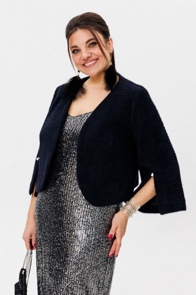 Платье-комбинация из пайеток с разрезом и регулируемыми бретелями Anelli 1507 струящийся_водопад - фото 10