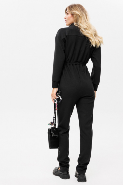 Демисезонный трикотажный комбинезон с накладными карманами PRATA wear S024 черный - фото 7