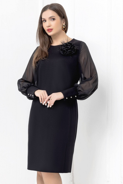 Платье футляр с воздушными рукавами и цветком Gold Style 2691 - фото 11