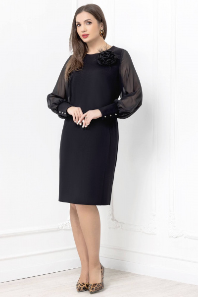 Платье футляр с воздушными рукавами и цветком Gold Style 2691 - фото 10