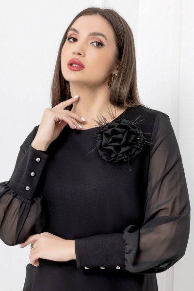 Платье футляр с воздушными рукавами и цветком Gold Style 2691 - фото 7