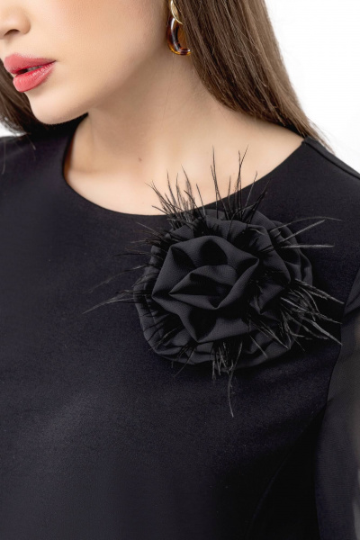 Платье футляр с воздушными рукавами и цветком Gold Style 2691 - фото 4