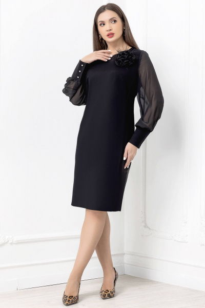 Платье футляр с воздушными рукавами и цветком Gold Style 2691 - фото 1