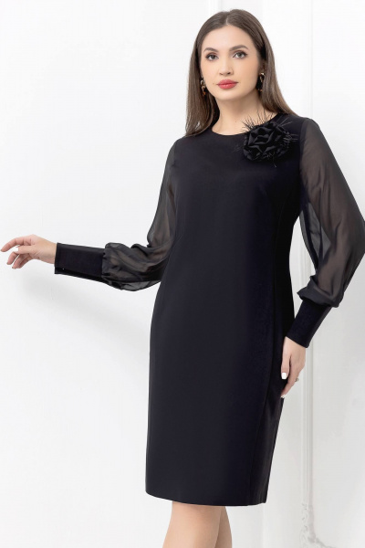 Платье футляр с воздушными рукавами и цветком Gold Style 2691 - фото 3