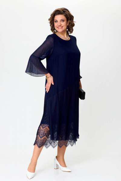 Платье с плиссе и гипюром в стильном дизайне Solomeya Lux 965C - фото 7