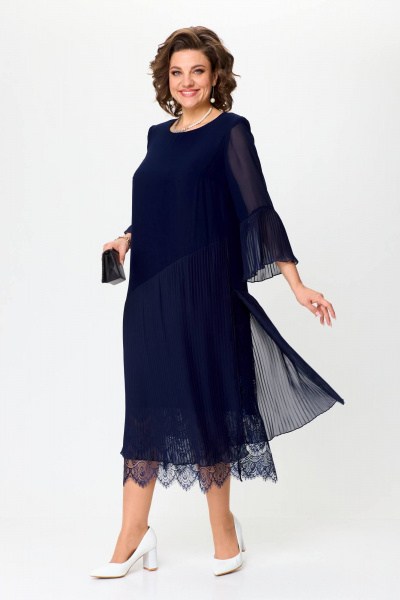 Платье с плиссе и гипюром в стильном дизайне Solomeya Lux 965C - фото 6