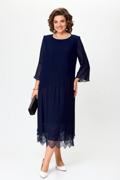 Платье с плиссе и гипюром в стильном дизайне Solomeya Lux 965C - фото 4