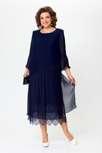 Платье с плиссе и гипюром в стильном дизайне Solomeya Lux 965C - фото 1