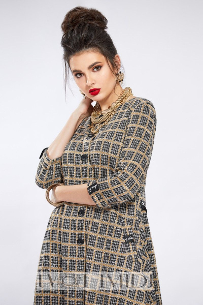 Платье Твой имидж 1296 серый+горчица - фото 2