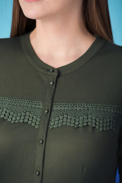 Летнее платье с кружевом, вытачками и складкой Линия Л Б-1661 зеленый - фото 2