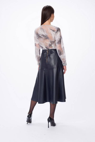 Юбка из эко-кожи приталенная на притачном поясе Stilville 1736 черный - фото 8