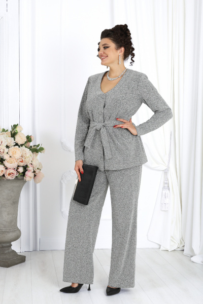 Брюки, жакет Ninele 7477 серебро - фото 9