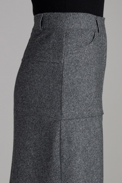 Мидидлина юбка-трапеция из мягкой ткани с накладными карманами Mirolia 1239 темно-серая_диагональ - фото 5