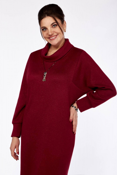 Платье из трикотажа с воротником-хомутом и нашивкой Matini 3.1558/1 бордо_люрекс - фото 8