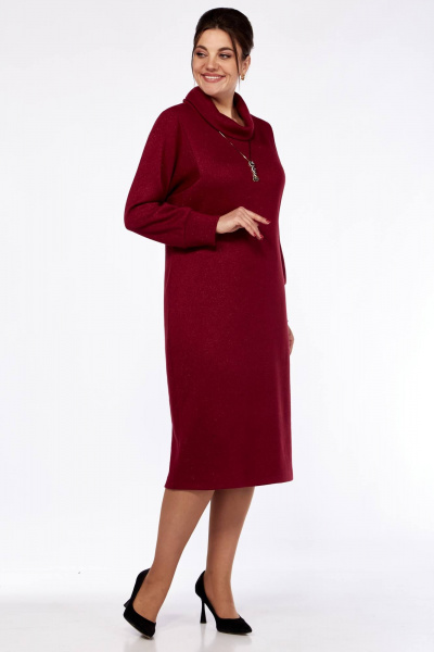 Платье из трикотажа с воротником-хомутом и нашивкой Matini 3.1558/1 бордо_люрекс - фото 7