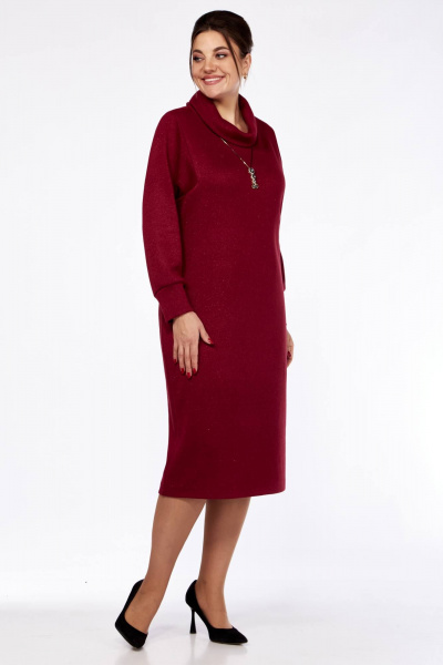 Платье из трикотажа с воротником-хомутом и нашивкой Matini 3.1558/1 бордо_люрекс - фото 6