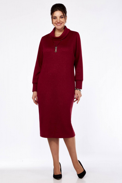 Платье из трикотажа с воротником-хомутом и нашивкой Matini 3.1558/1 бордо_люрекс - фото 2