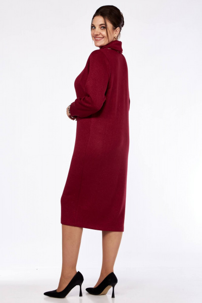 Платье из трикотажа с воротником-хомутом и нашивкой Matini 3.1558/1 бордо_люрекс - фото 4