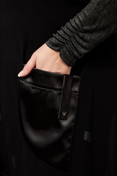 Нарядный черный костюм-тройка из ткани с блестками Algranda А3966-a - фото 5