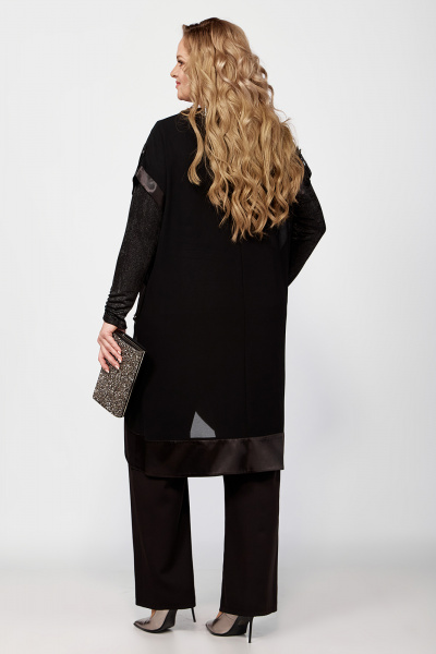 Нарядный черный костюм-тройка из ткани с блестками Algranda А3966-a - фото 7