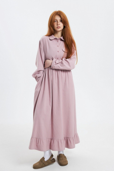 Платье прямого силуэта из мягкой хлопковой фланели Individual design 24241 розовый - фото 1