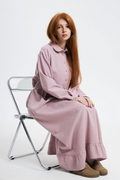 Платье прямого силуэта из мягкой хлопковой фланели Individual design 24241 розовый - фото 4