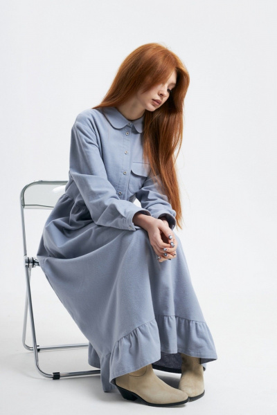 Платье прямого силуэта из мягкой хлопковой фланели Individual design 24241 голубой - фото 4