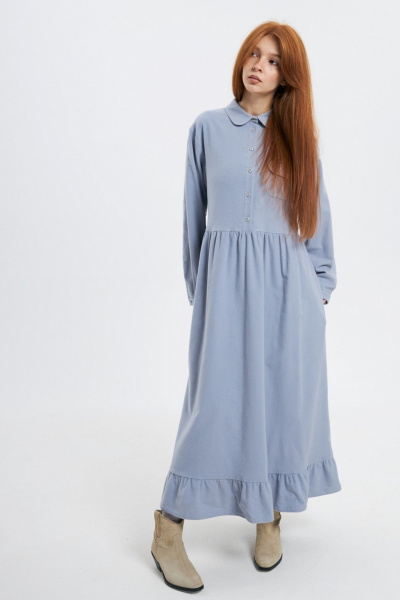 Платье прямого силуэта из мягкой хлопковой фланели Individual design 24241 голубой - фото 1