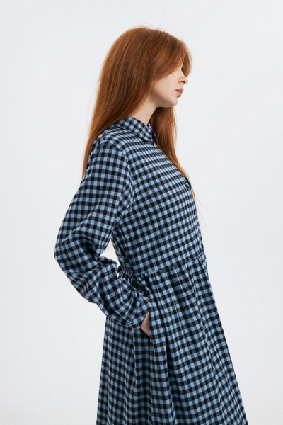Платье прямого силуэта из мягкой хлопковой фланели Individual design 24241 клетка/голубой - фото 2