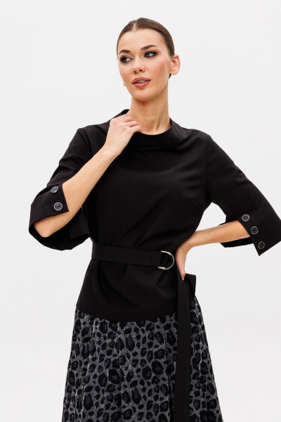 Элегантный комплект блузон и юбка со складами и поясом Ларс Стиль 1015 - фото 2
