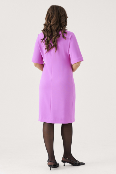 Платье прямого силуэта с принтом и поясом в стиле casual Панда 201480w сиренево-розовый - фото 3