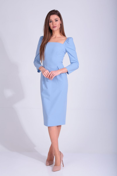 Круглогодичное нарядное платье из текстиля с вырезом и вставками Your size 2072 - фото 2