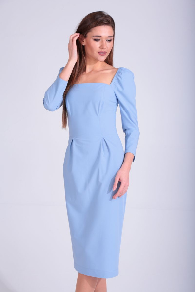 Круглогодичное нарядное платье из текстиля с вырезом и вставками Your size 2072 - фото 4