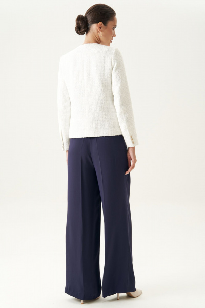 Белый твидовый жакет шанель с карманами и воротником Urs 23-234-3 - фото 6