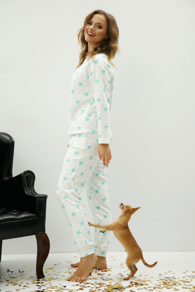 Брюки, свитшот Anastasia 518 молочный+звезды - фото 3