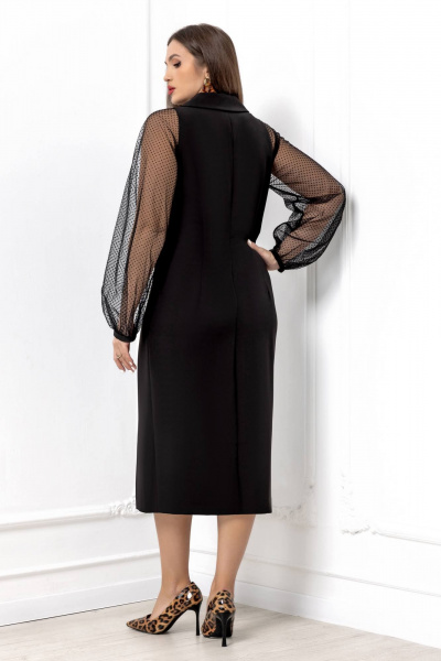 Платье с двубортным фасоном, высоким разрезом и рукавами Gold Style 2581 черный - фото 5
