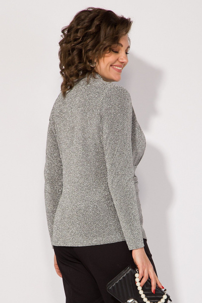 Комплект блуза и брюки в нарядном стиле из трикотажа Liliana 1391БрПн серебро+черный - фото 6