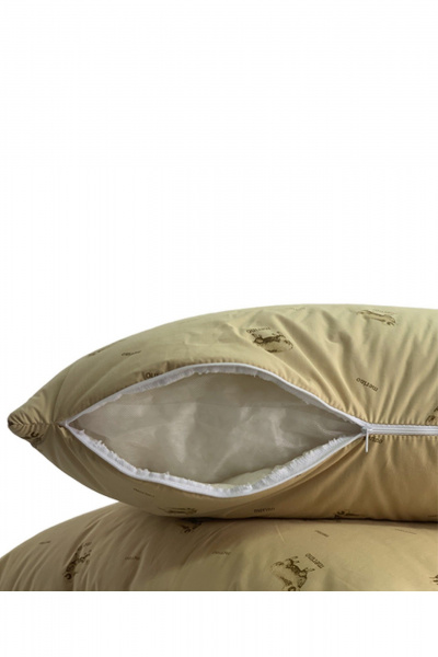 подушка хлопковая прямоугольная стандартная с чехлом съемным Delford 2ШП/л-УП22 бежевый_с_рисунком - фото 3