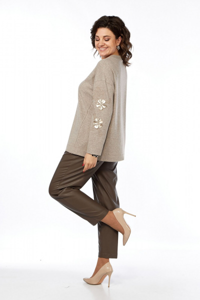 Комплект брюки и джемпер из трикотажа и экокожи для повседневного стиля Jurimex 3254 - фото 5