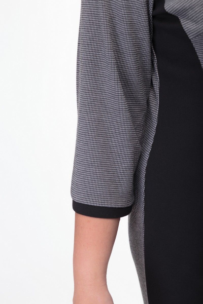 Платье деловое из трикотажа с контрастной отделкой Anelli 947 серо-черный - фото 6