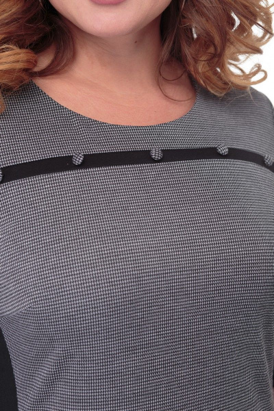 Платье деловое из трикотажа с контрастной отделкой Anelli 947 серо-черный - фото 5