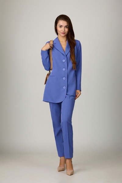 Брюки и жакет из костюмной ткани для делового образа Rosheli 967/1 голубой - фото 1